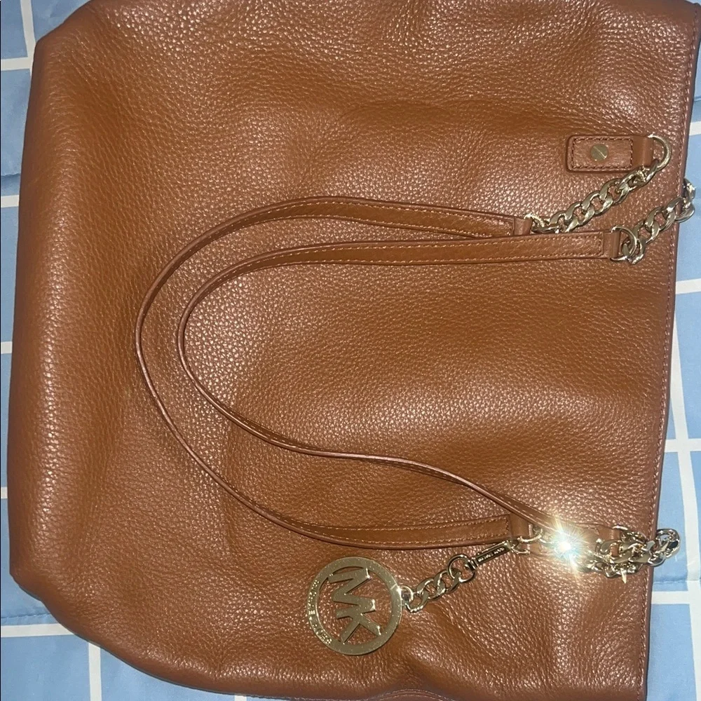 Michael Kors Tan Leather Tote with Gold Accents - Picture 7 of 7